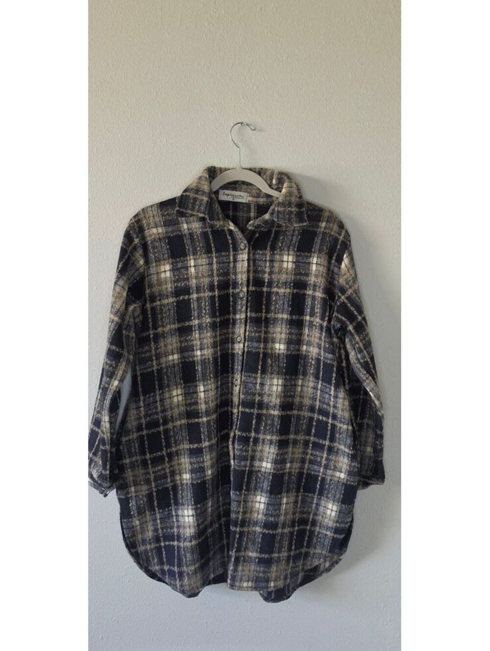 Impressions Women’s Medium Oversized Plaid Button Front Shacket Tunic